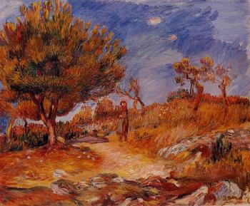 Pierre Auguste Renoir : Landscape, Woman under a Tree